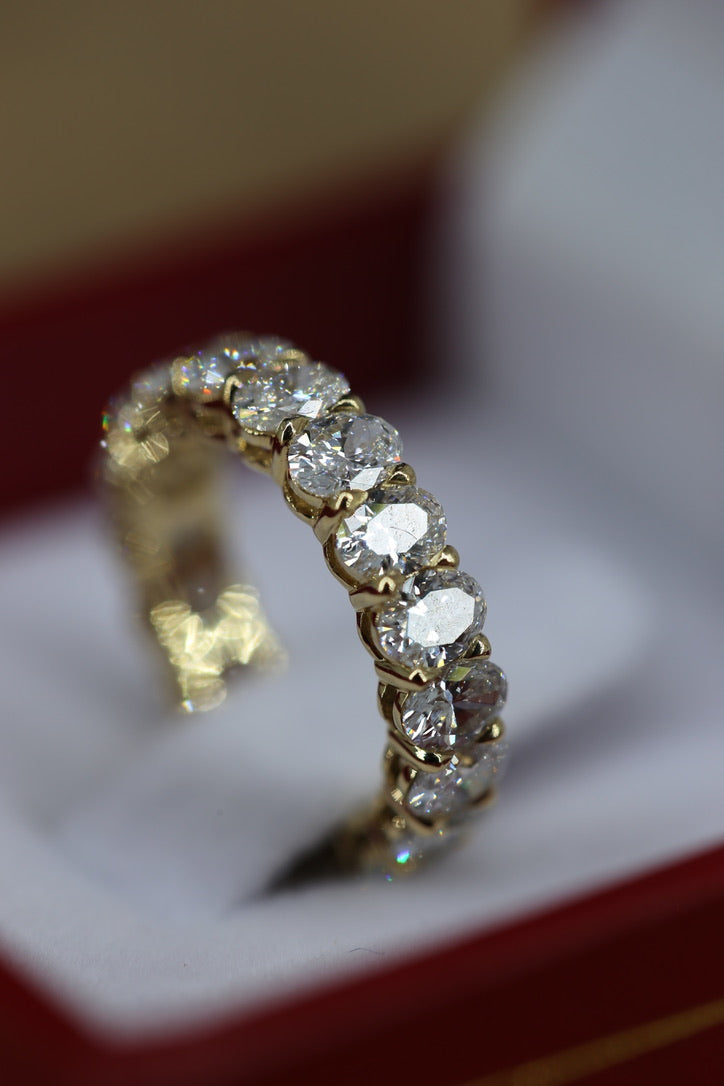 3.00 Carat Oval CVD Lab-Grown Diamond 3/4 Eternity Band 14K Yellow Gold