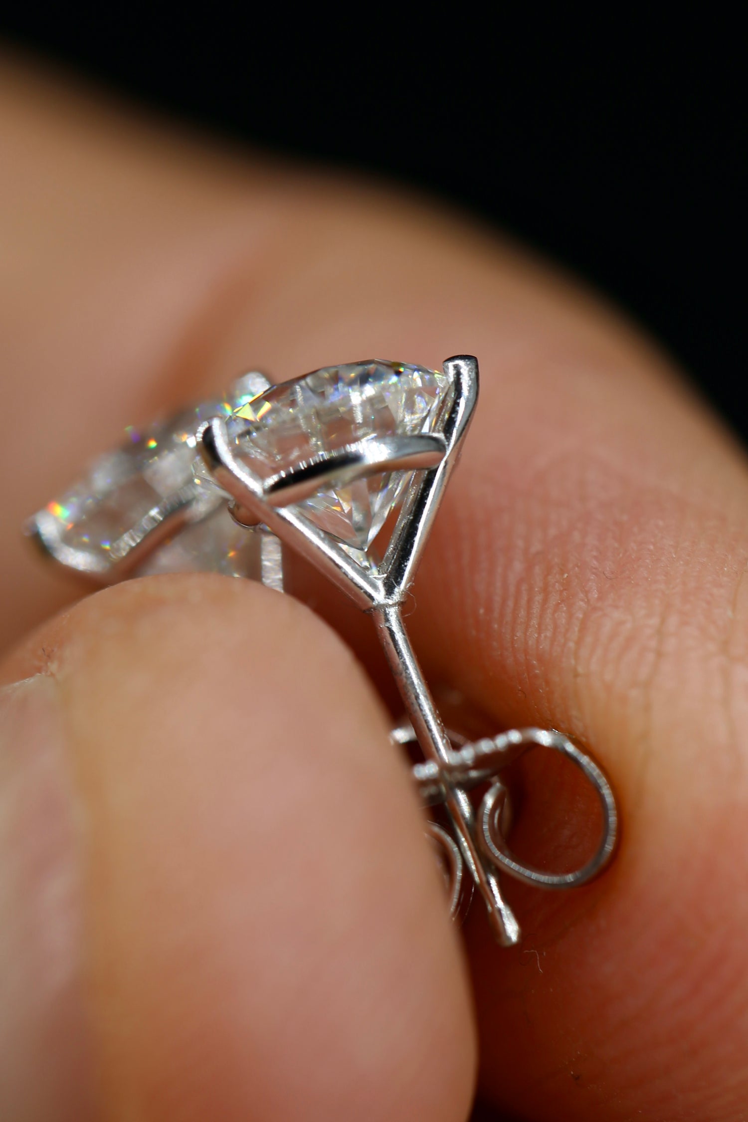 3 carat Round Brilliant Certified Lab Grown Diamond Studs White Gold