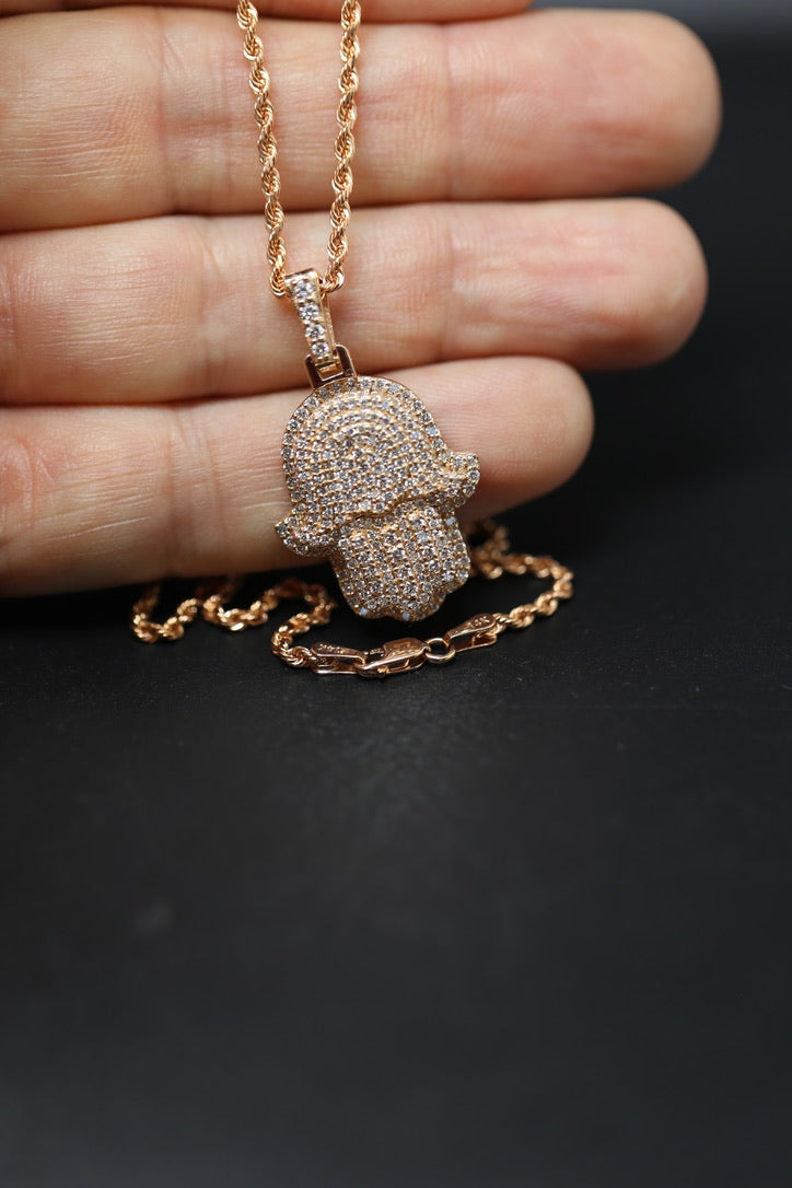 Hamsa 5 Carat Lab Grown Diamond Pendant Rose Gold