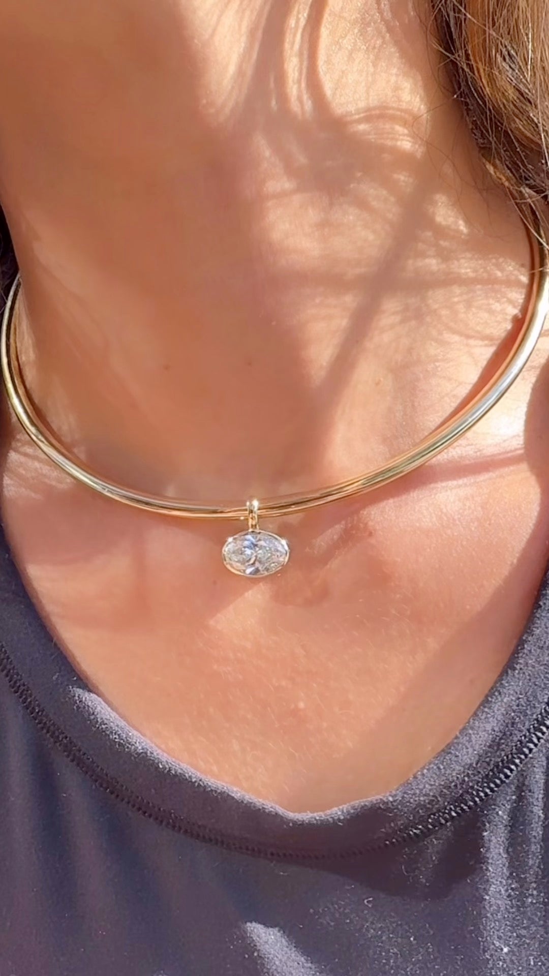 Ovalianna Diamond Choker – 3 Carat Oval Lab Grown Diamond Bezel | 14K Gold