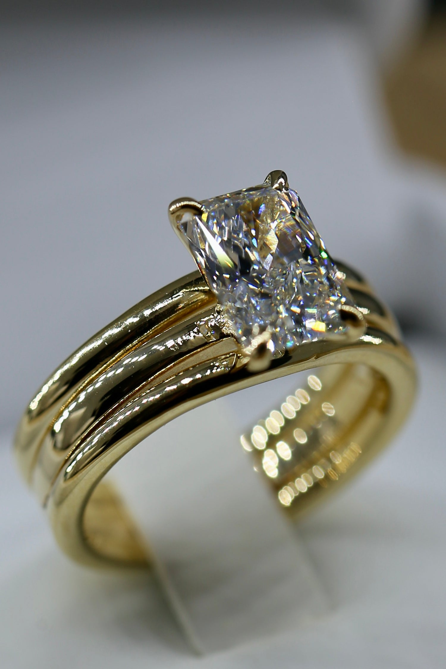2 carat Radiant Lab Grown Diamond Ring Yellow Gold