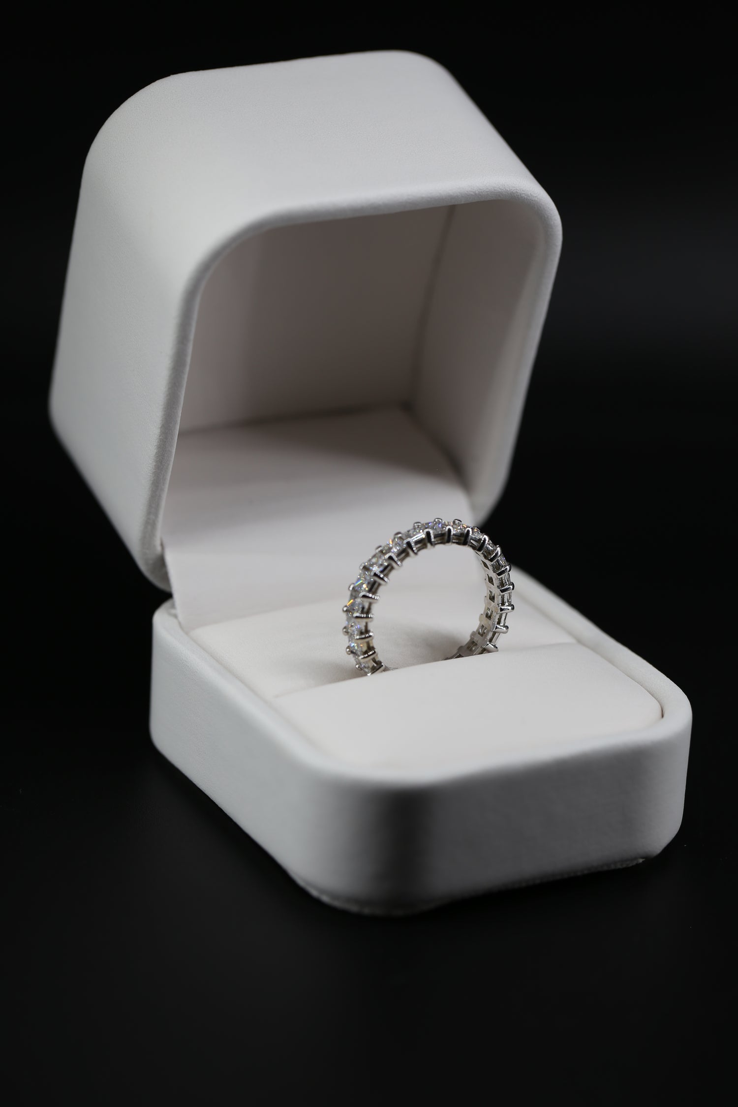 2.5 carat Princess Cut Lab Grown Diamonds Eternity Band White Gold