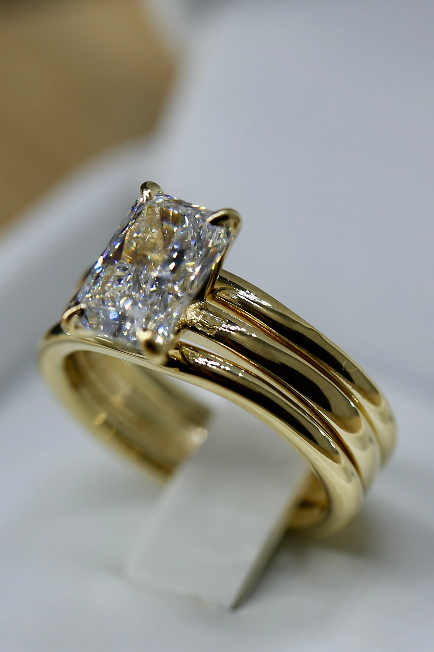 2 carat Radiant Lab Grown Diamond Ring Yellow Gold