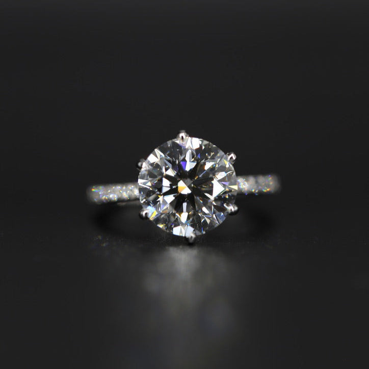 4.08 Carat Round Lab Grown Diamond  White Gold Ring (GIA Certified)