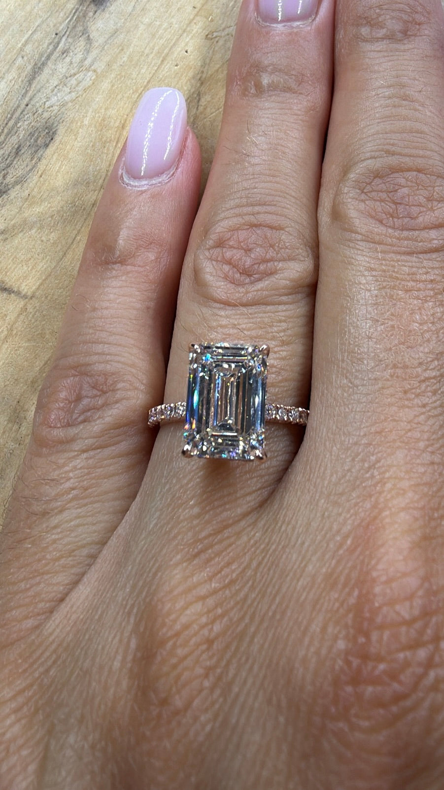 Debbie™ 4 Carat Emerald Cut Lab-Grown Diamond Engagement Ring 14K Rose Gold Certified