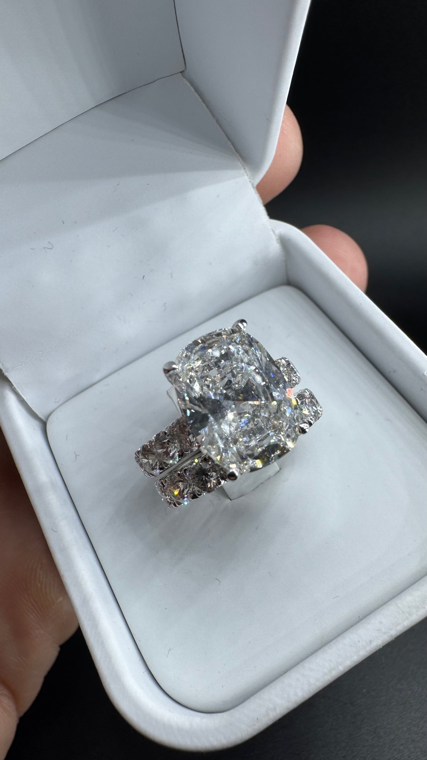Taltul 10 Carat Cushion Lab Grown Certified Diamond Ring White Gold Set