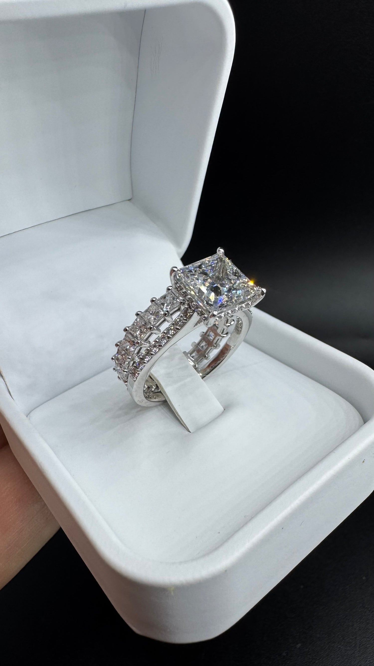 6 Carat Lab-Grown Diamond Princess Cut Bridal Set IGI Certified White Gold