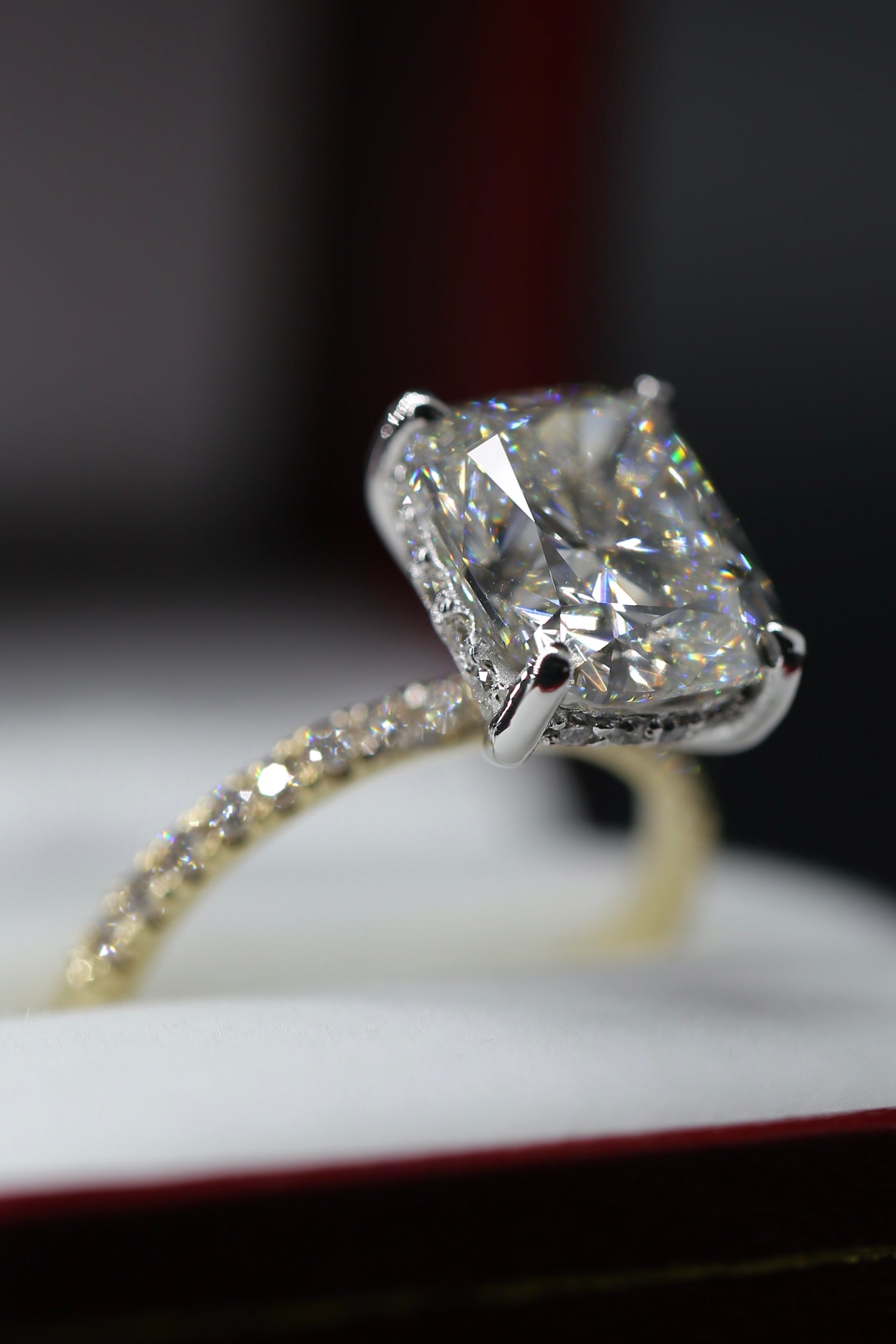 4 carat cushion cut Lab grown Diamonds Two Tone Certified Ring