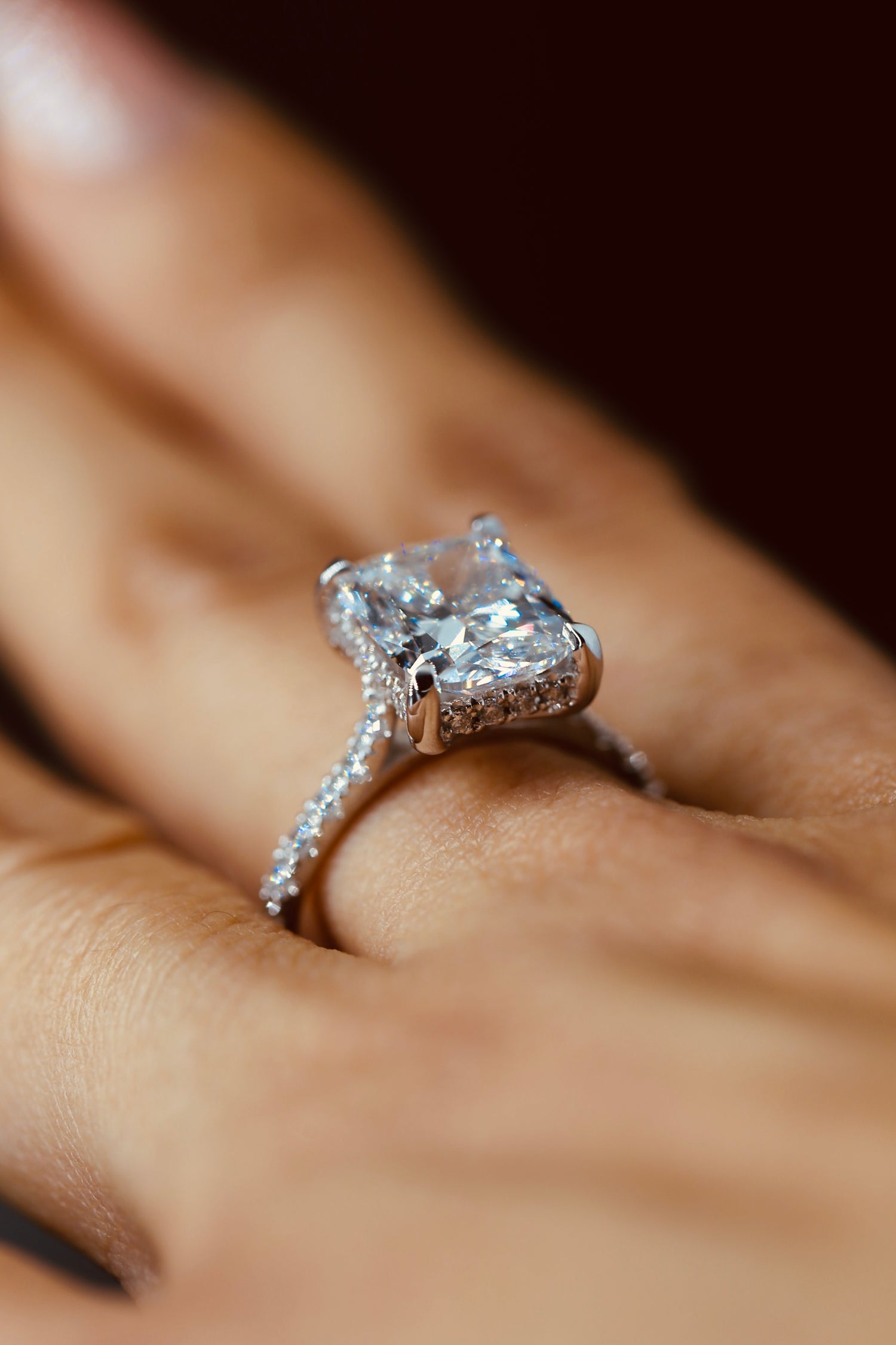 4.5 Carat cushion cut lab grown diamond certified white gold