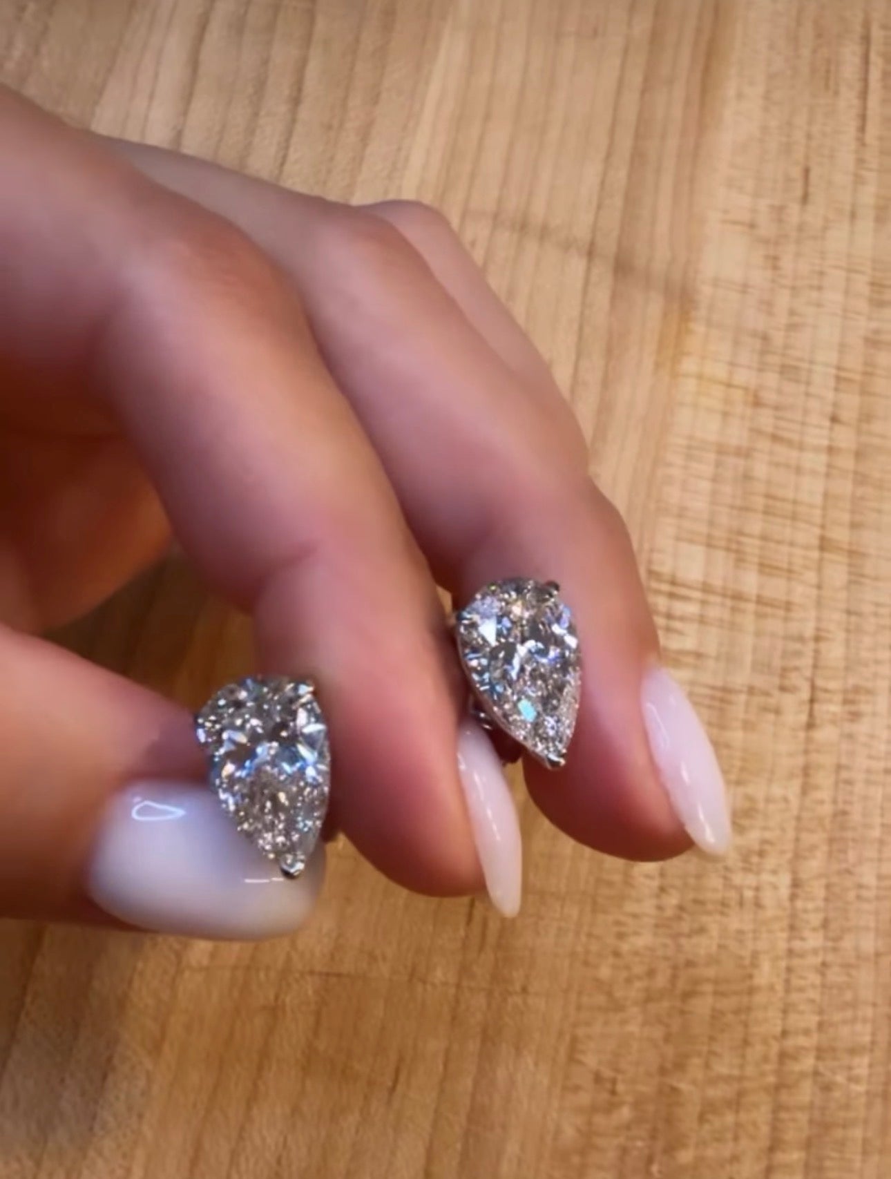Jessica™ 6 Carat Pear Brilliant Lab-Grown Diamond Stud Earrings | IGI Certified | 14K White Gold
