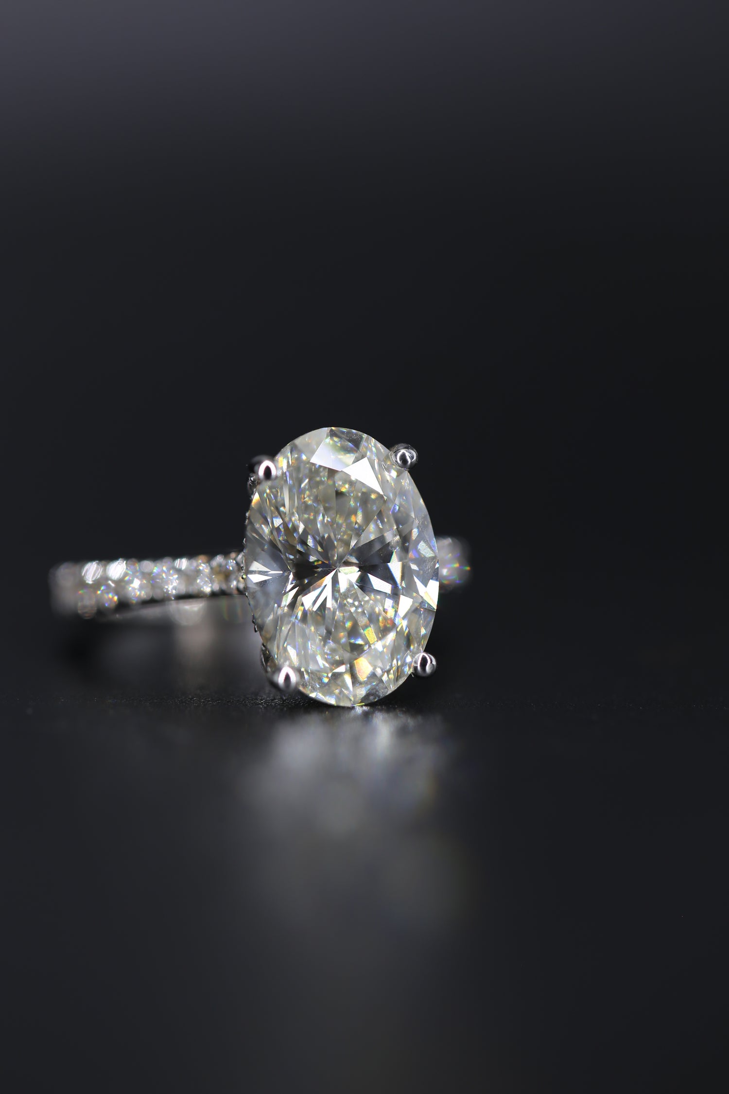 5.03 Carat Oval Lab grown Diamond Certified White Gold Ring Hidden Halo