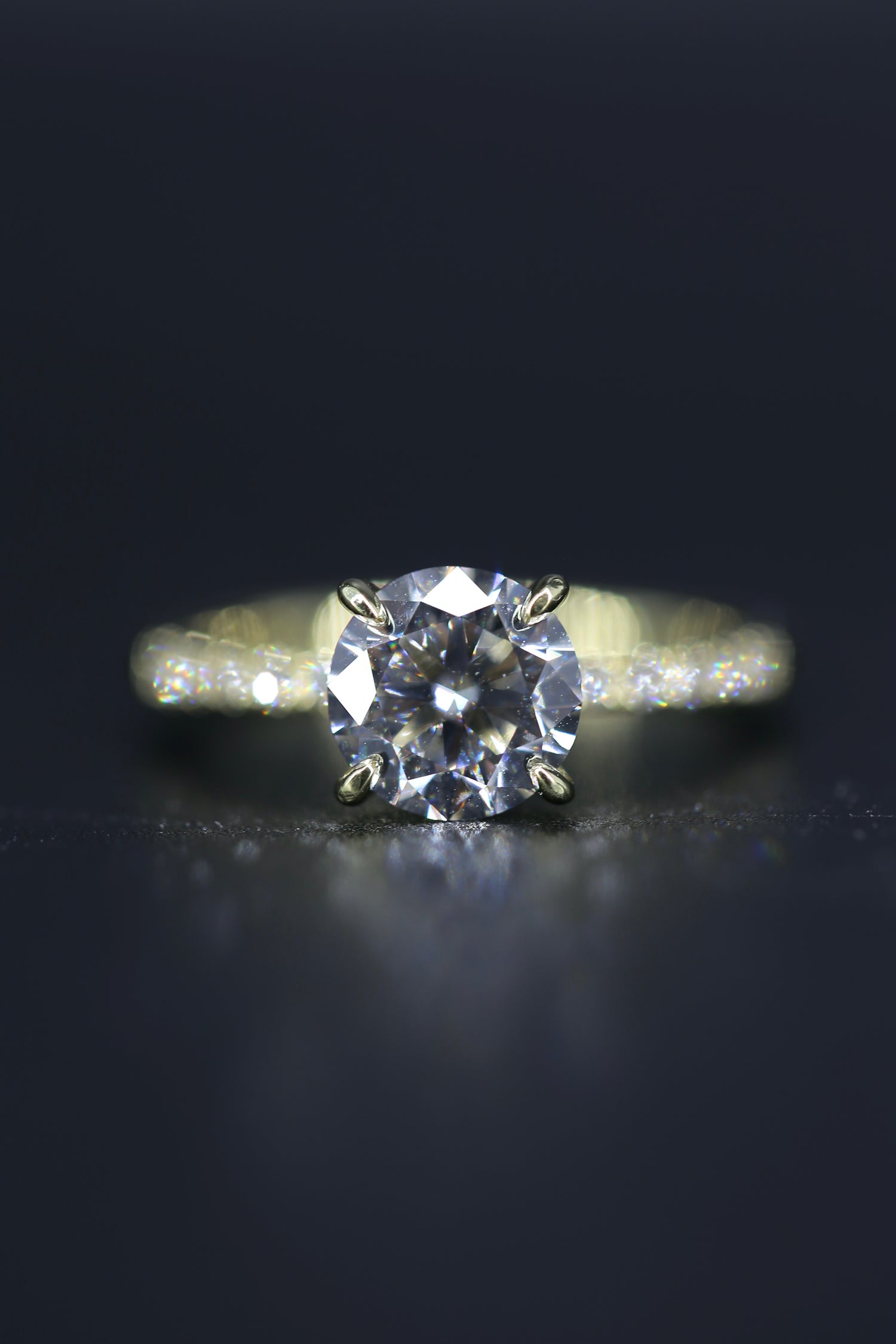 1.75 Carat Lab Grown Diamond Ring Certified Yellow Gold