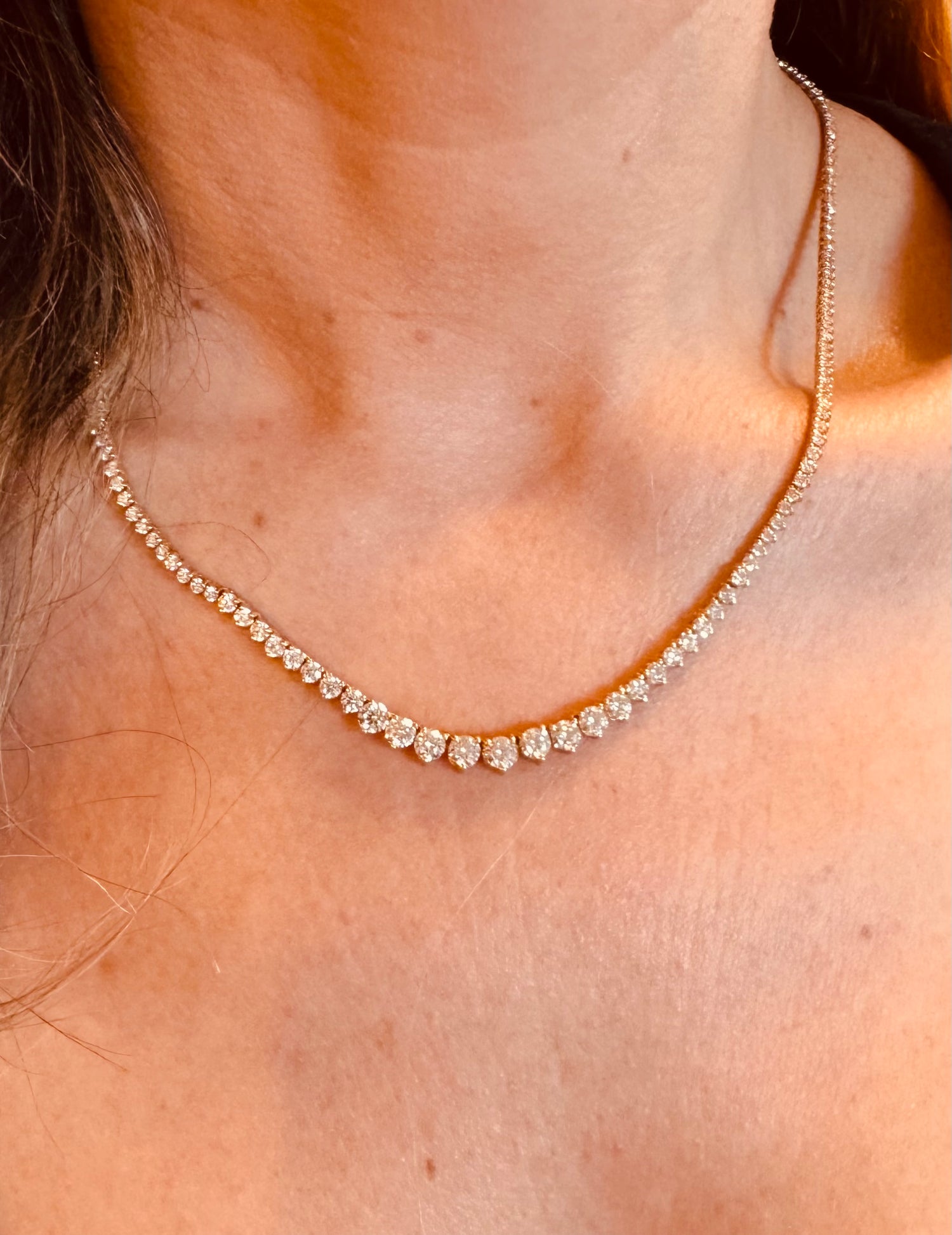 5.5 Carat Lab Grown diamonds Riviera Necklace Yellow Gold