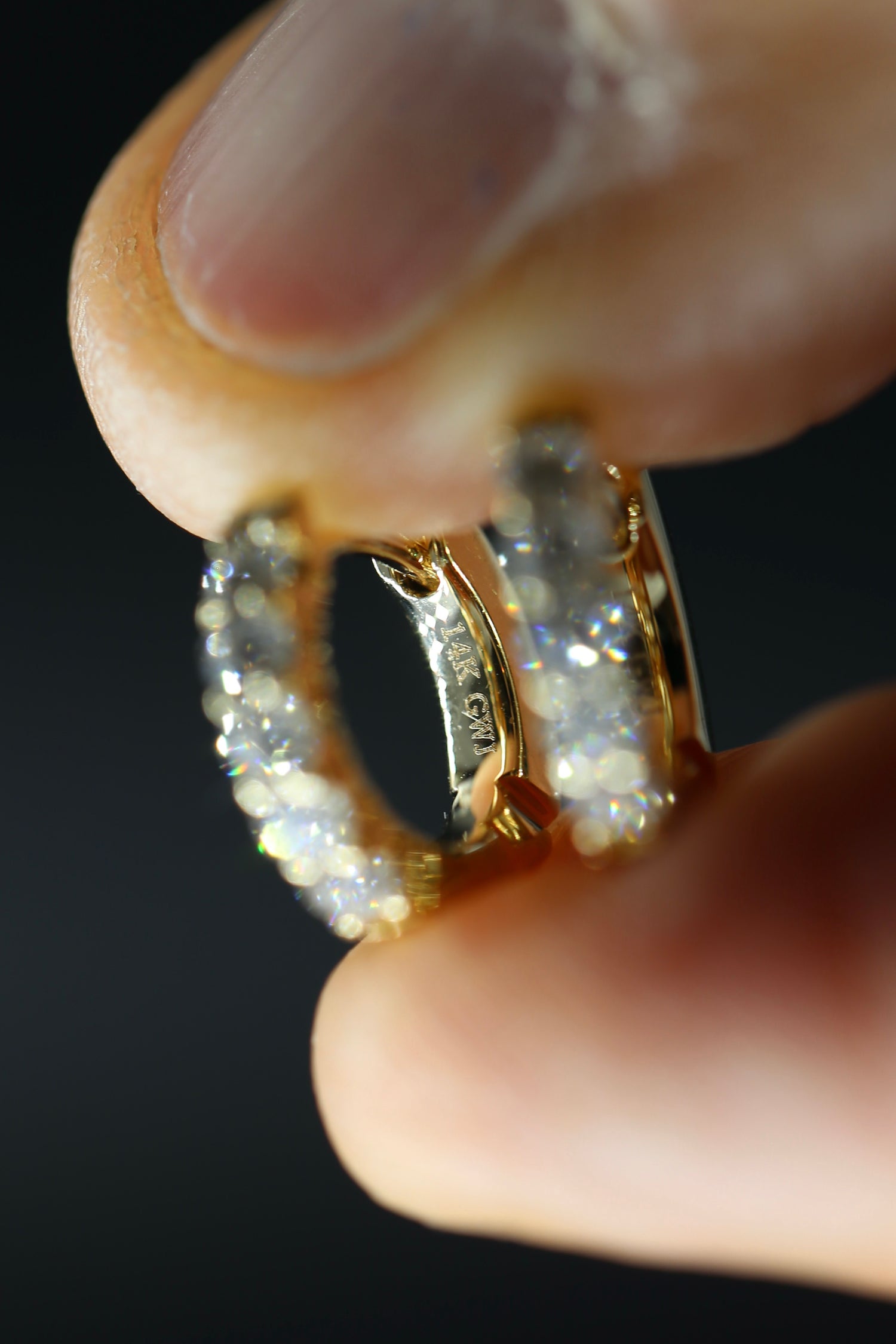 Diamond Huggie Earrings 0.50 Carat Lab-Grown Diamonds in 14K Yellow Gold