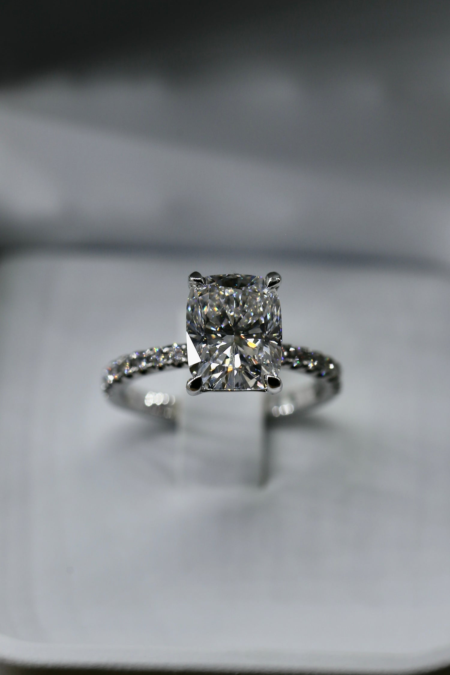 3 carat Cushion Cut Lab Grown Diamond Ring White Gold Certified