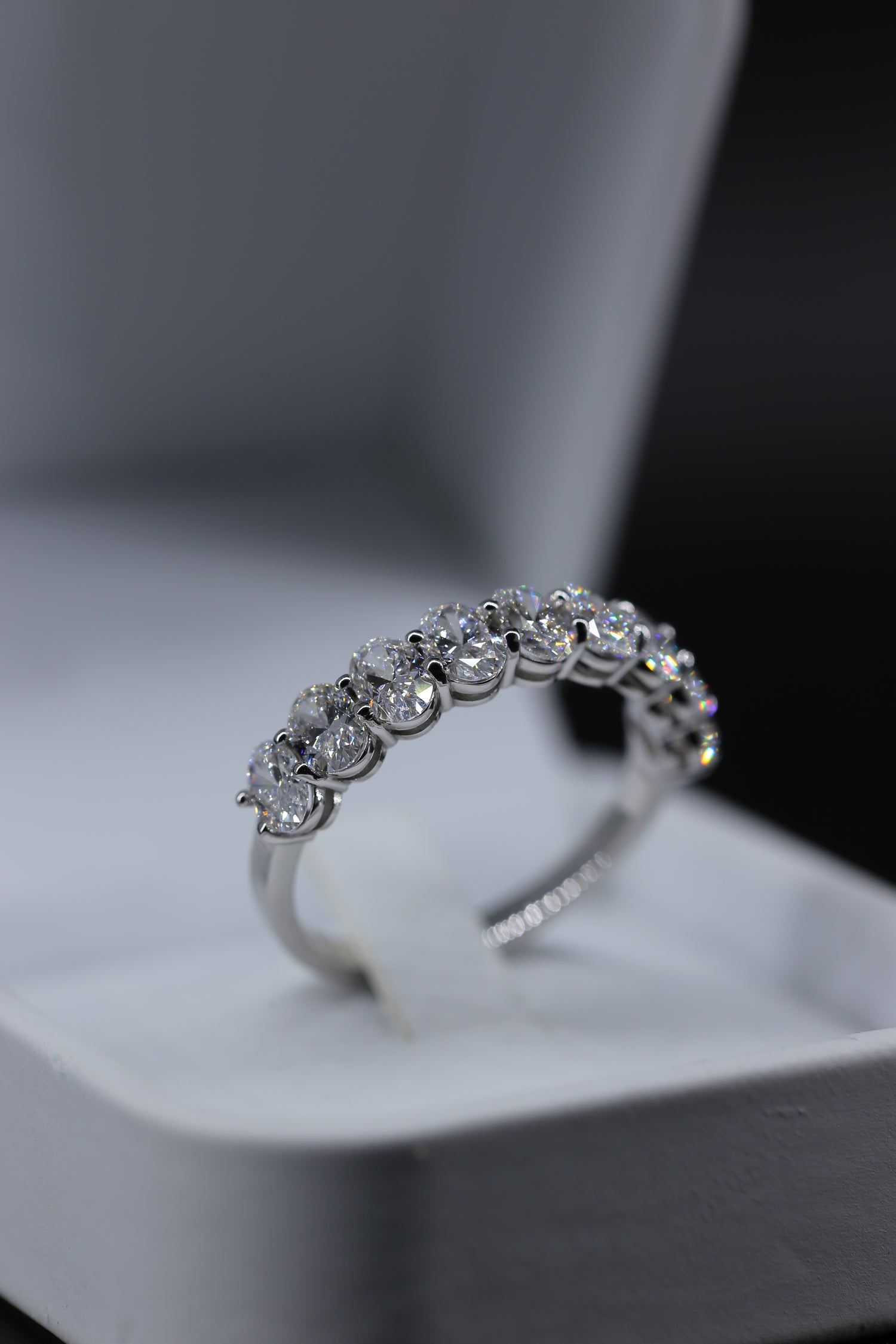 Cindy 3 Carat Oval Lab-Grown Diamond Half Eternity Band in 14K White Gold