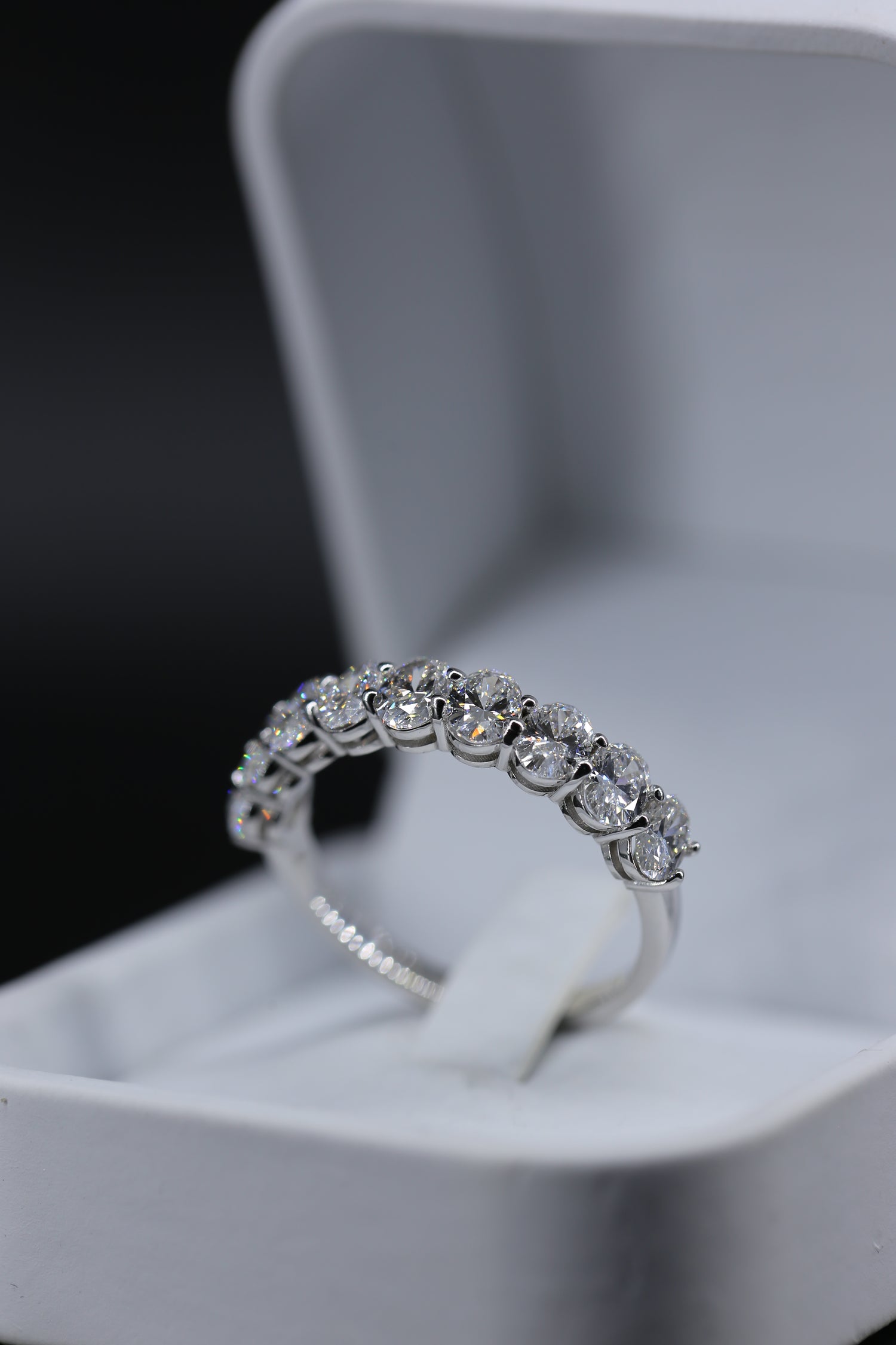 Cindy 3 Carat Oval Lab-Grown Diamond Half Eternity Band in 14K White Gold
