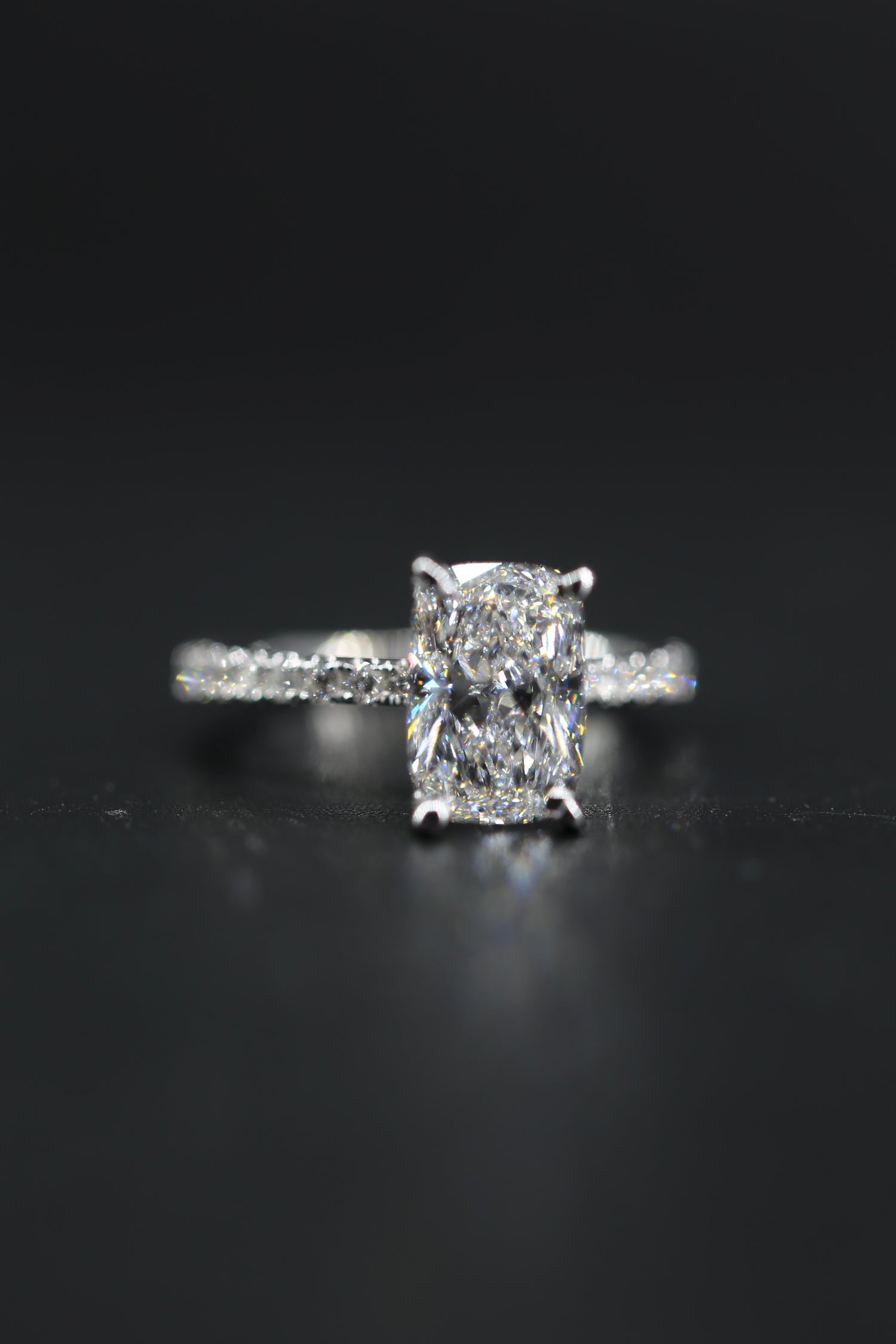 The Elara 2 Carat Elongated Cushion Cut Lab-Grown Diamond Bridal Set in 14K White Gold