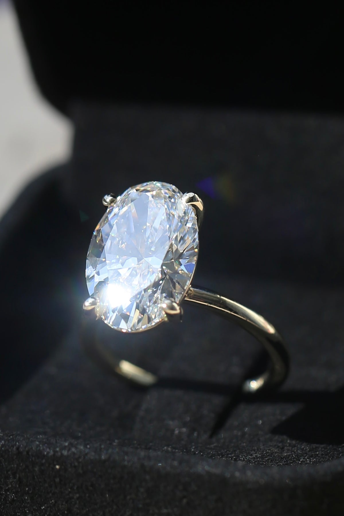 The Jolie 7.21 Carat IGI Certified Oval Brilliant Lab Grown Diamond Ring in 14K Yellow Gold