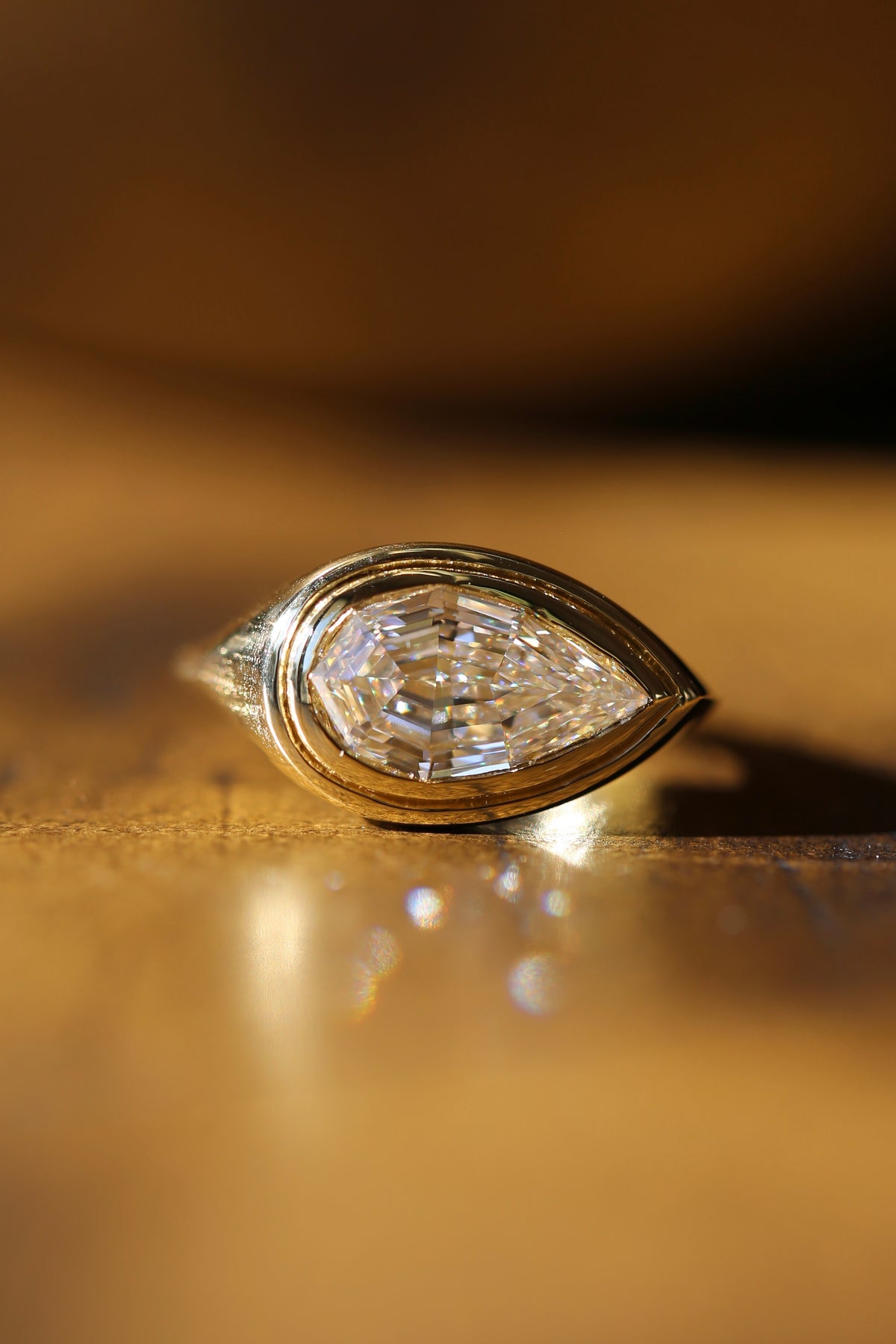 The Journey — 2 Carat Pear Step-Cut Lab Grown Diamond Ring | IGI Certified | 18K Yellow Gold