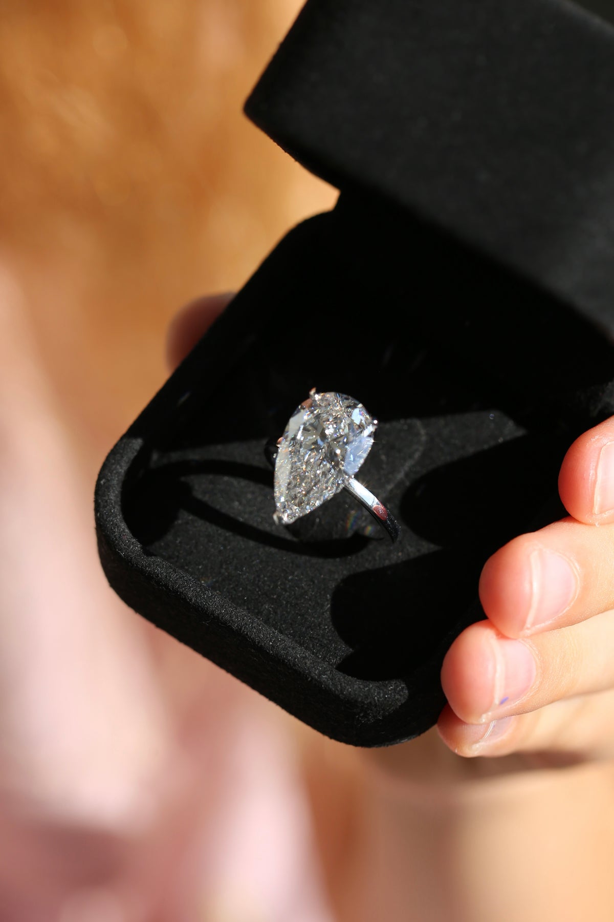 The Tyson 7.07 Carat Elongated Pear Lab Grown Diamond Ring IGI Certified 14K White Gold