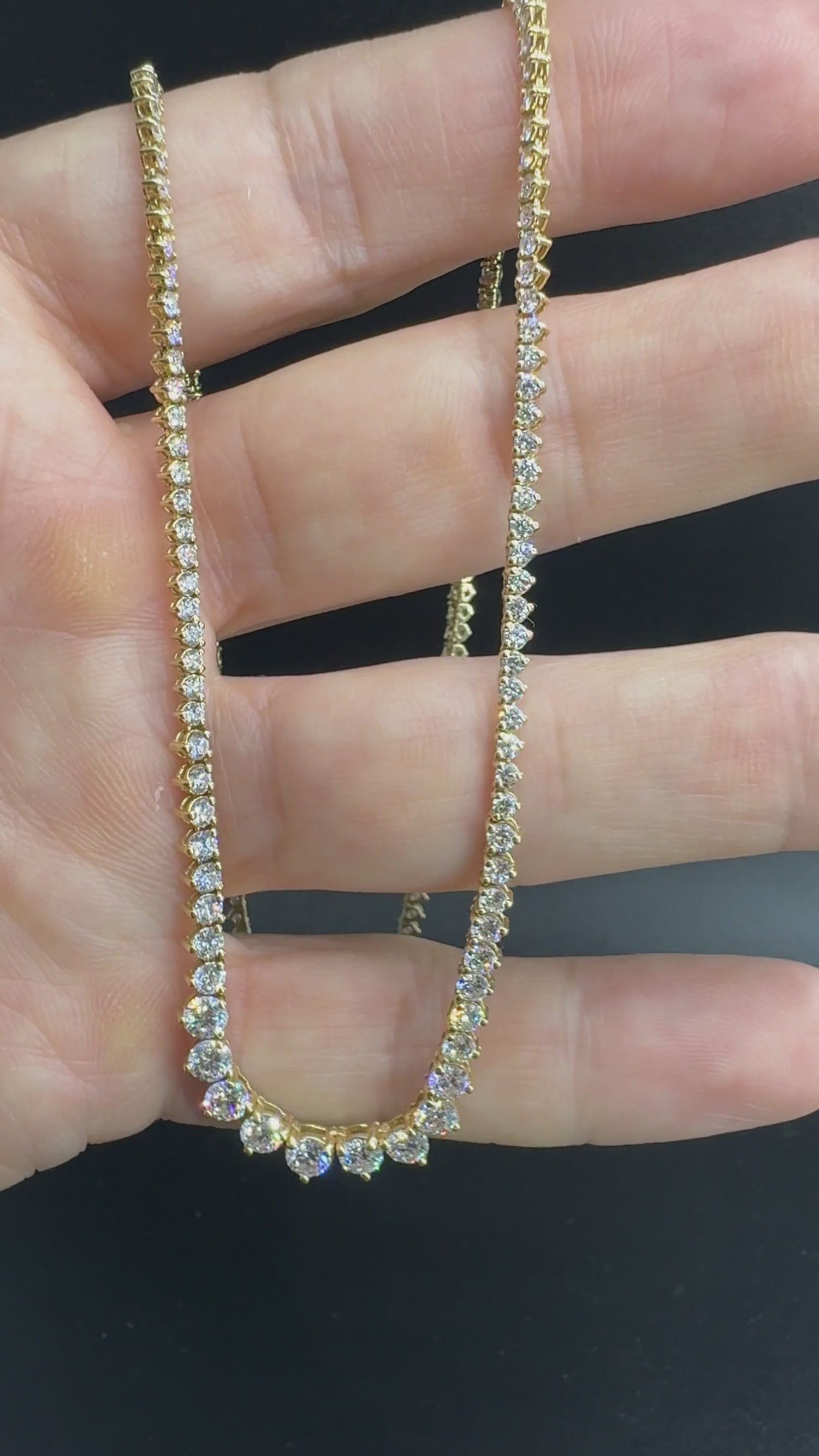 5.5 Carat Lab Grown diamonds Riviera Necklace Yellow Gold