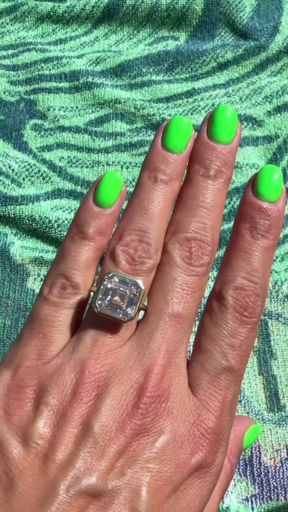 The Asher 10.08 Carat Assher Cut Lab-Grown Diamond Bezel Ring