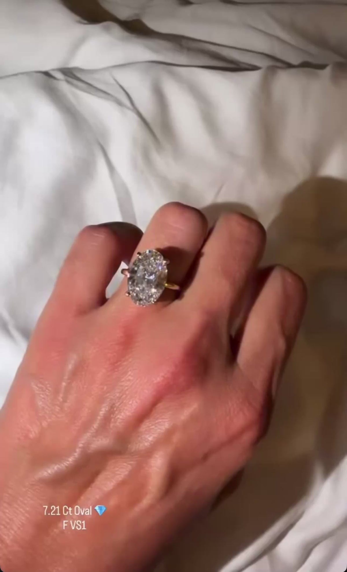 The Jolie 7.21 Carat IGI Certified Oval Brilliant Lab Grown Diamond Ring in 14K Yellow Gold