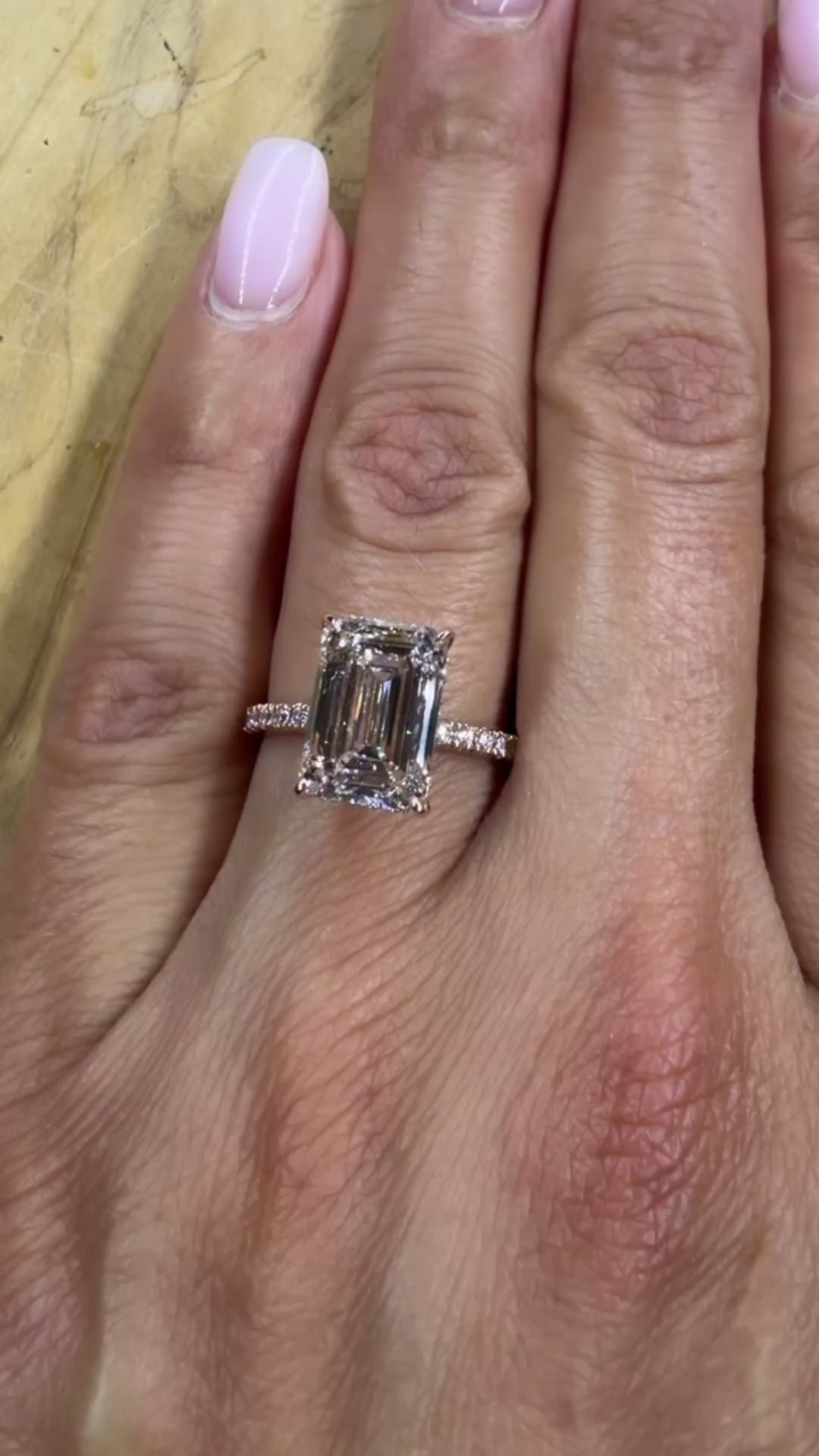 Debbie™ 4 Carat Emerald Cut Lab-Grown Diamond Engagement Ring 14K Rose Gold Certified