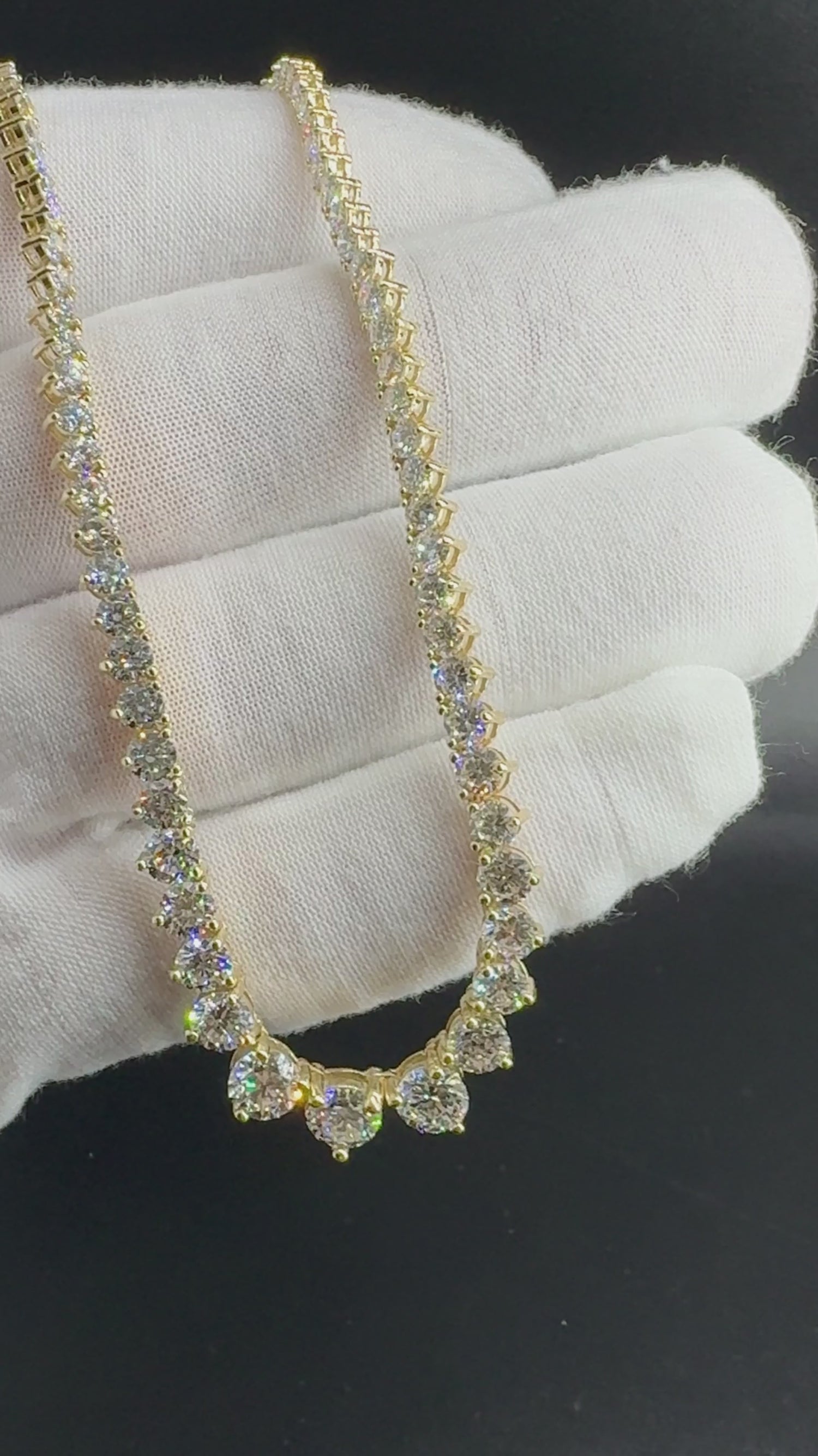 14 Carat Lab Grown Diamonds Riviera Necklace Yellow Gold