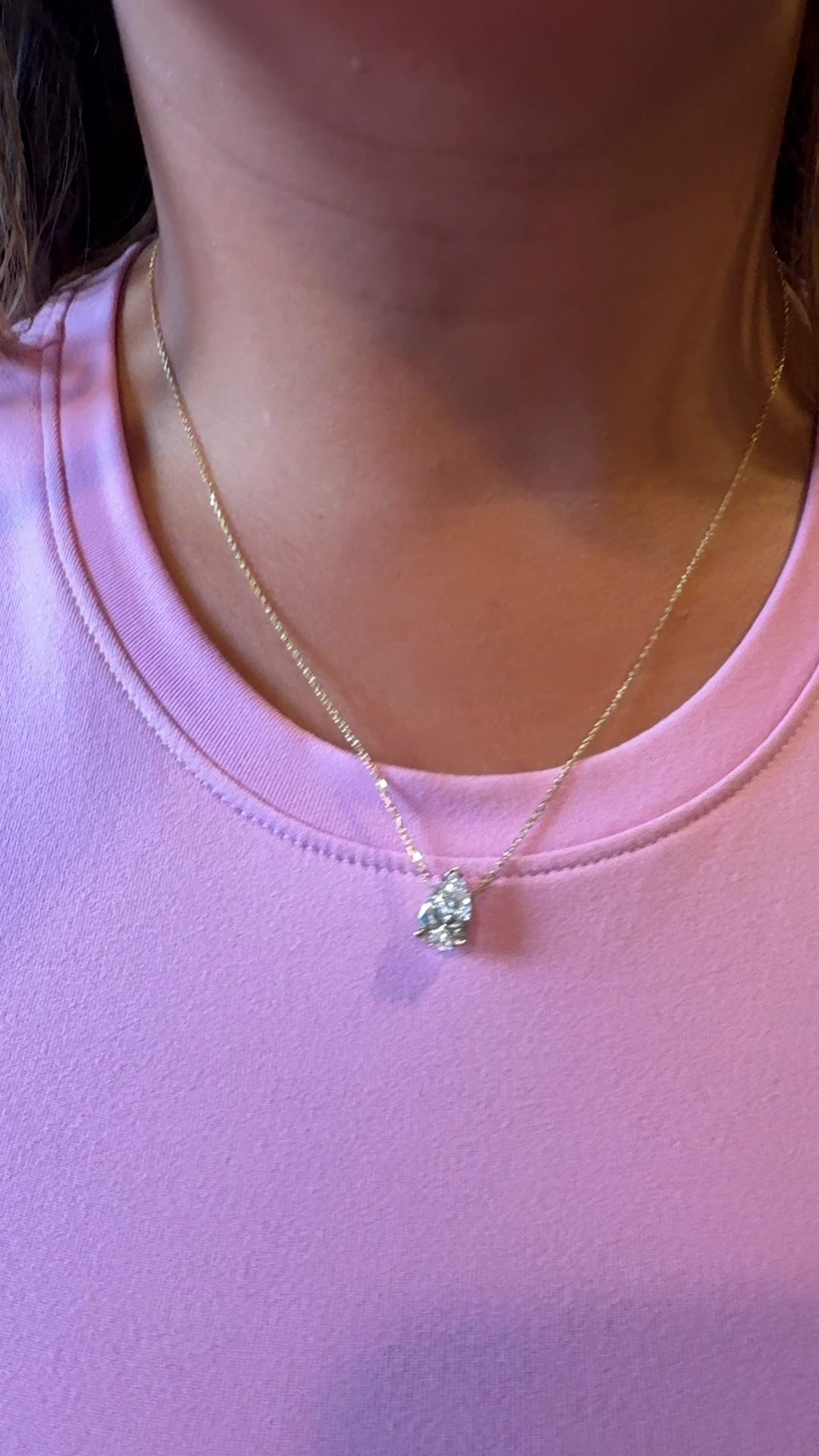 Nikki Pear Diamond Pendant 2 Carat Lab Grown Diamond IGI Certified 18K Yellow Gold